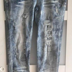 PC_ Industrial Indigo Mens Blue Washed Jeans 36x33